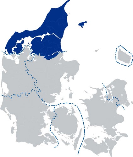 RAR Nordjyllands område indtegnet på danmarkskort